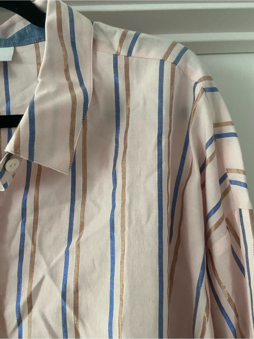 J. Jill Pink Shirt with Blue and Brown Stripes - Picture 3 of 7